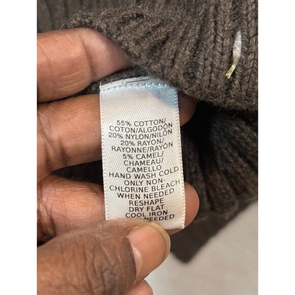 Loft Brown Open Shoulder Knit Sweater Tunic large - Picture 10 of 11